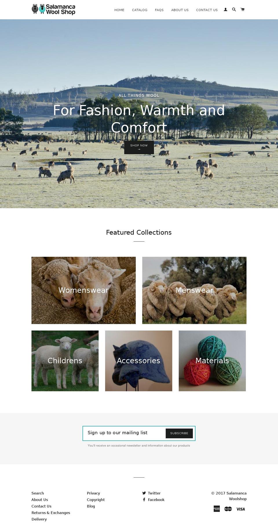 tasmanianwoollenco.com shopify website screenshot