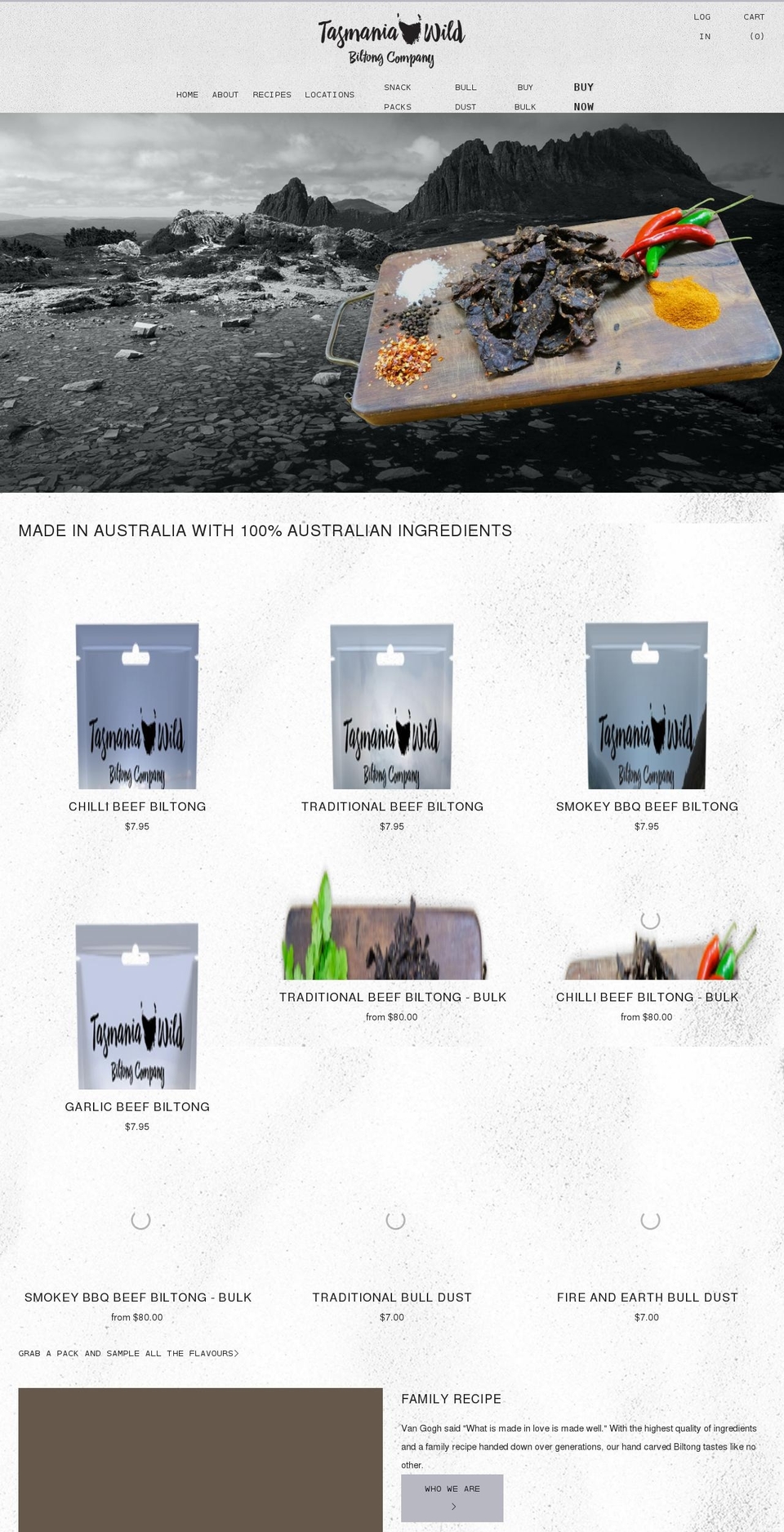 tasmaniawild.com.au shopify website screenshot