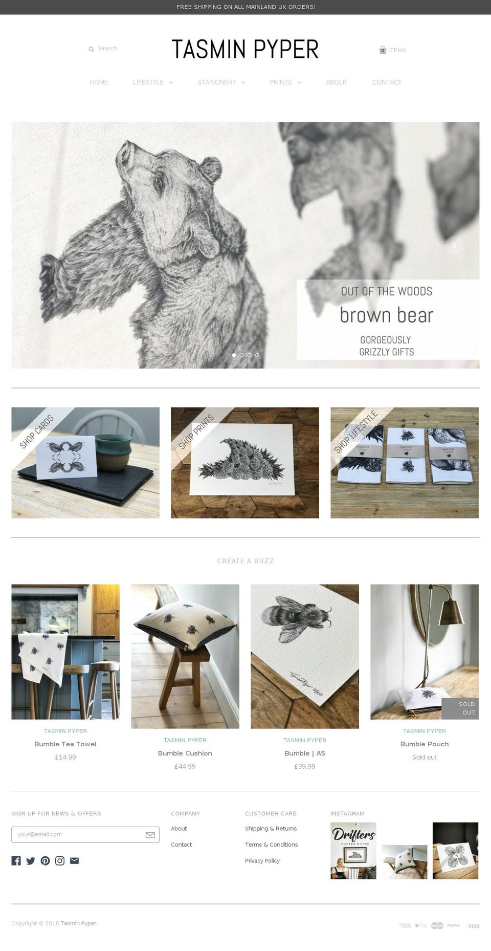 tasminpyper.com — Shopify storefront screenshot