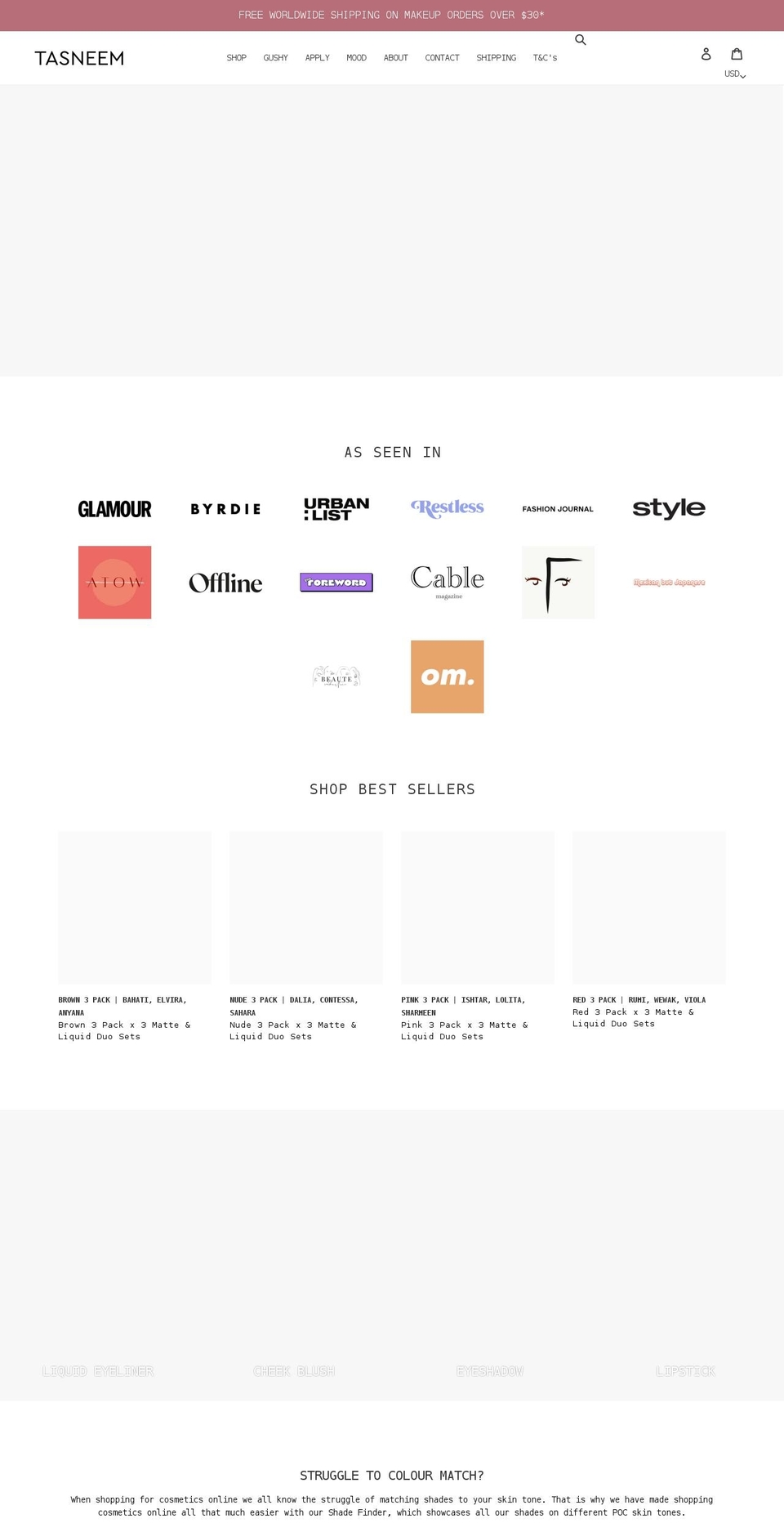 New Edit  Dec + Mented Shade + Domain Shopify theme site example tasneemcosmetics.com