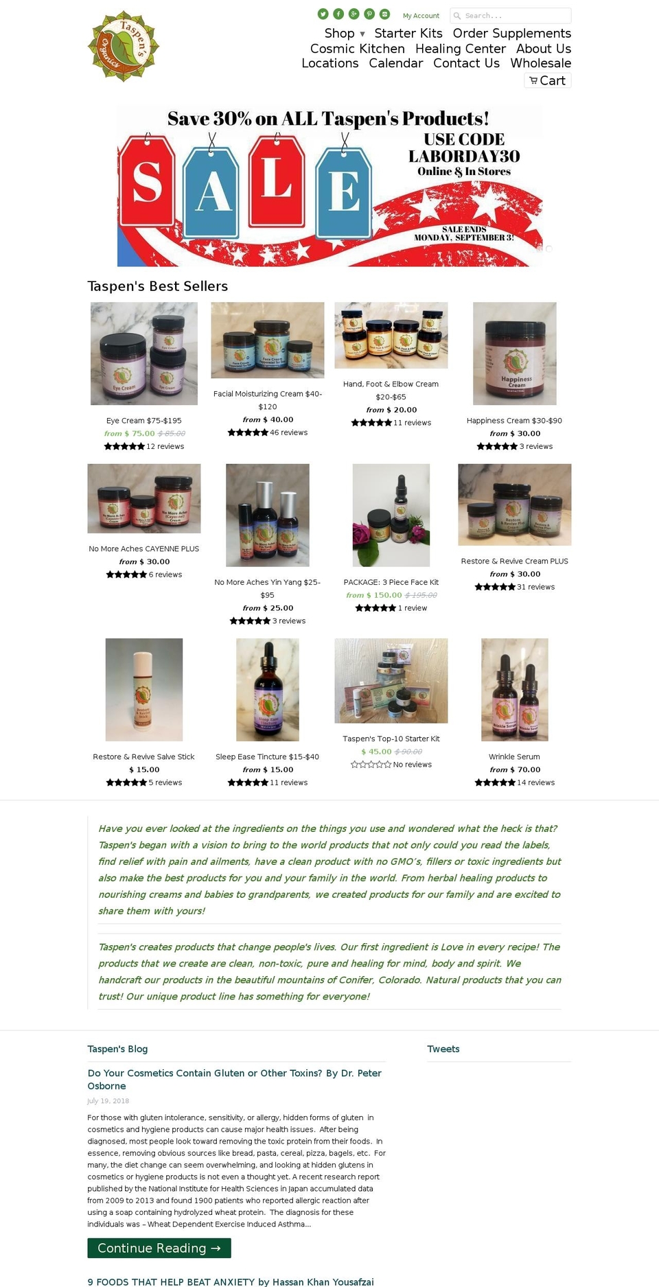 taspens.net shopify website screenshot