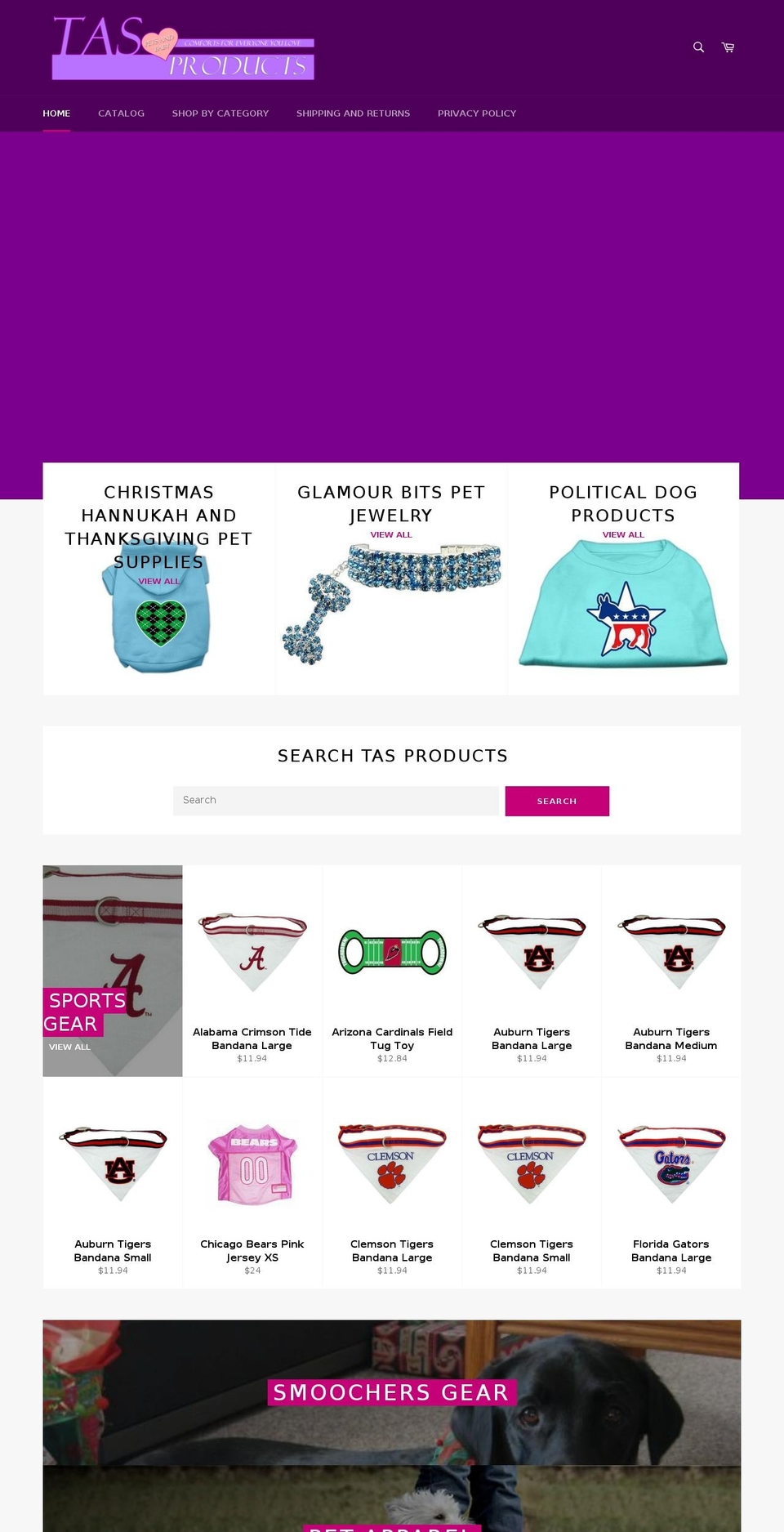 tasproducts.com shopify website screenshot