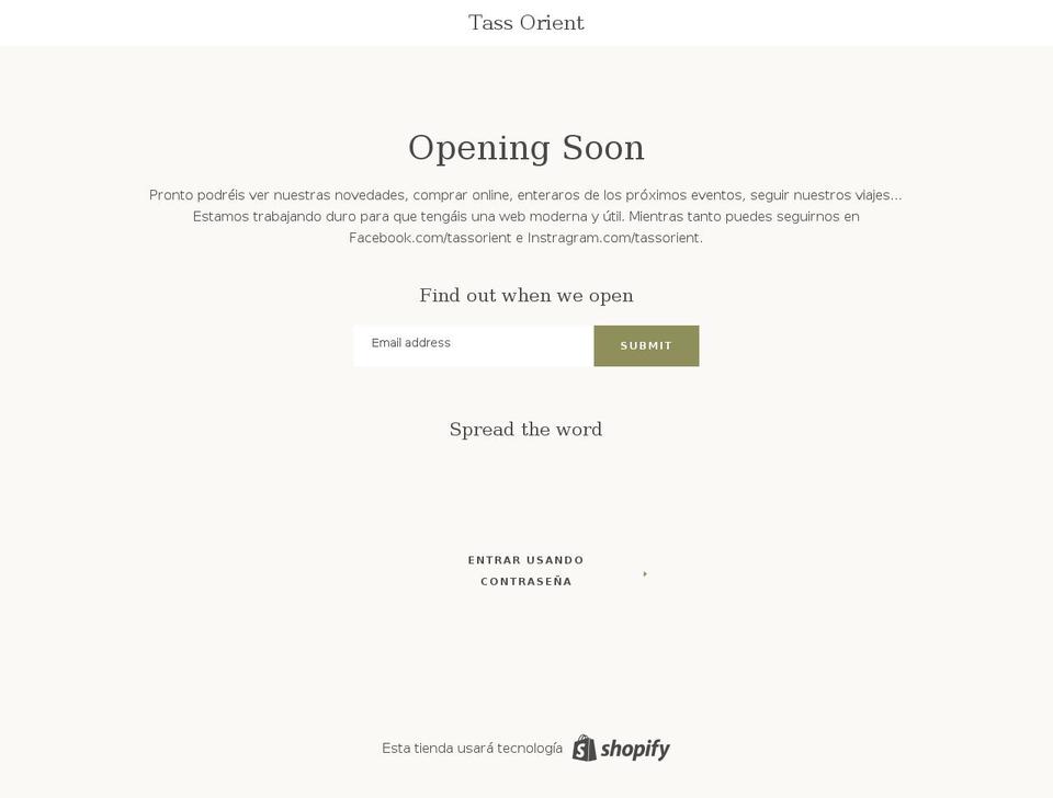 tassorient.com — Shopify storefront screenshot