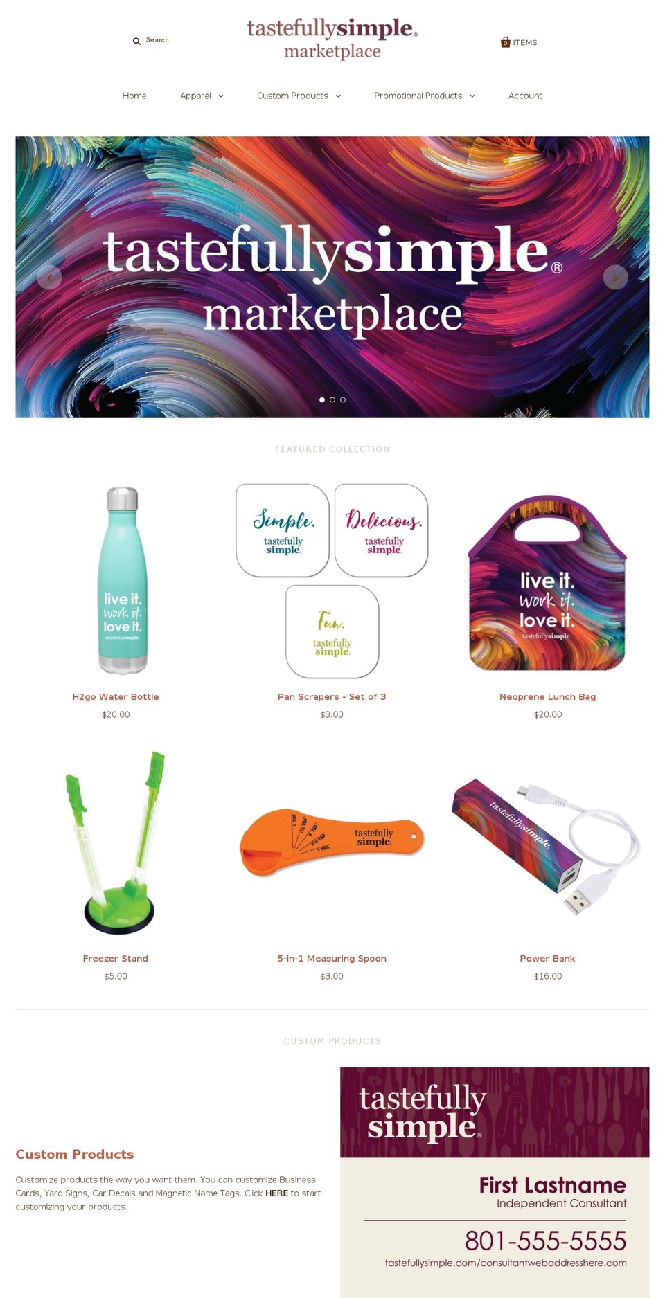 tastefullysimplemarketplace.org shopify website screenshot