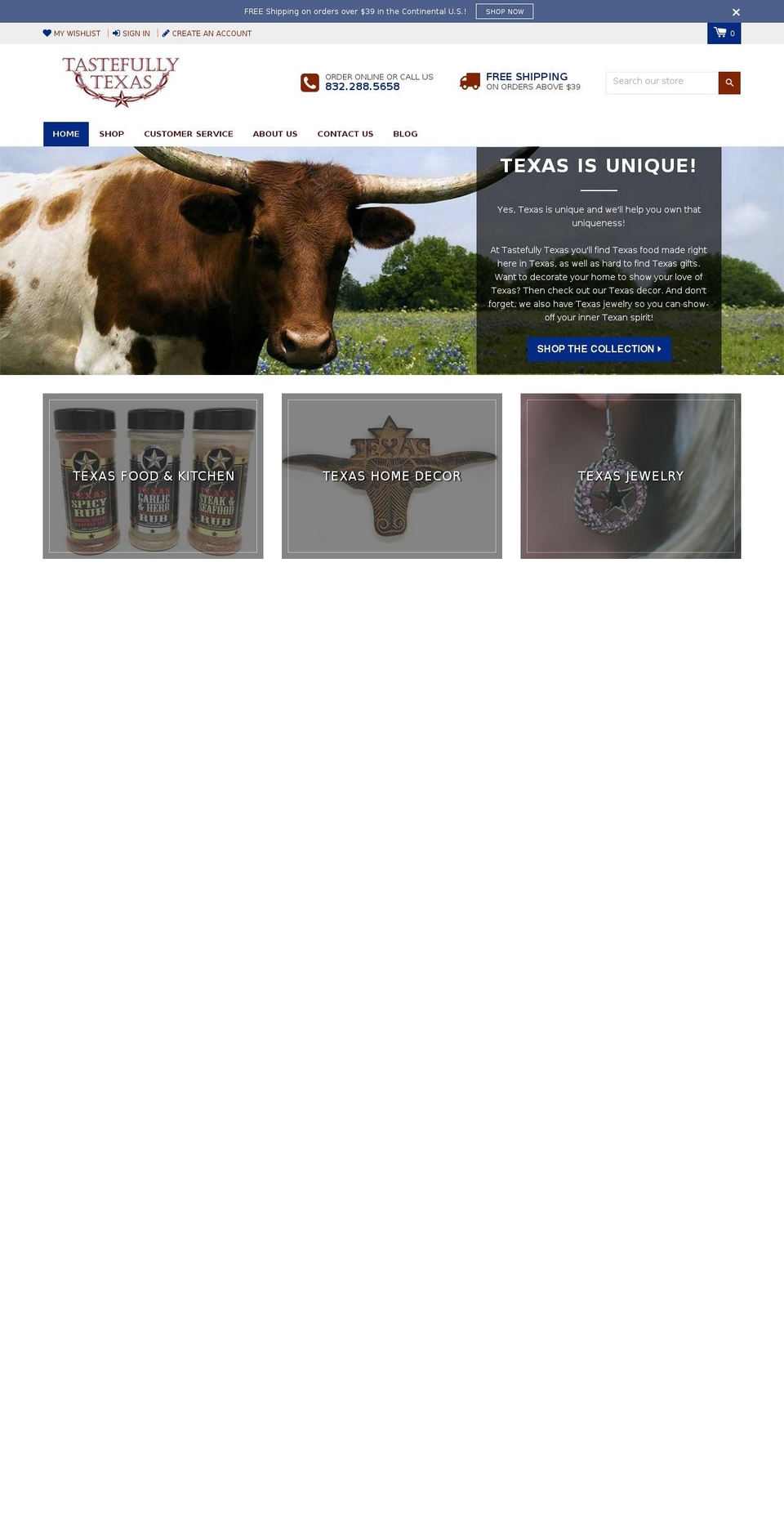 tastefullytexas.com shopify website screenshot