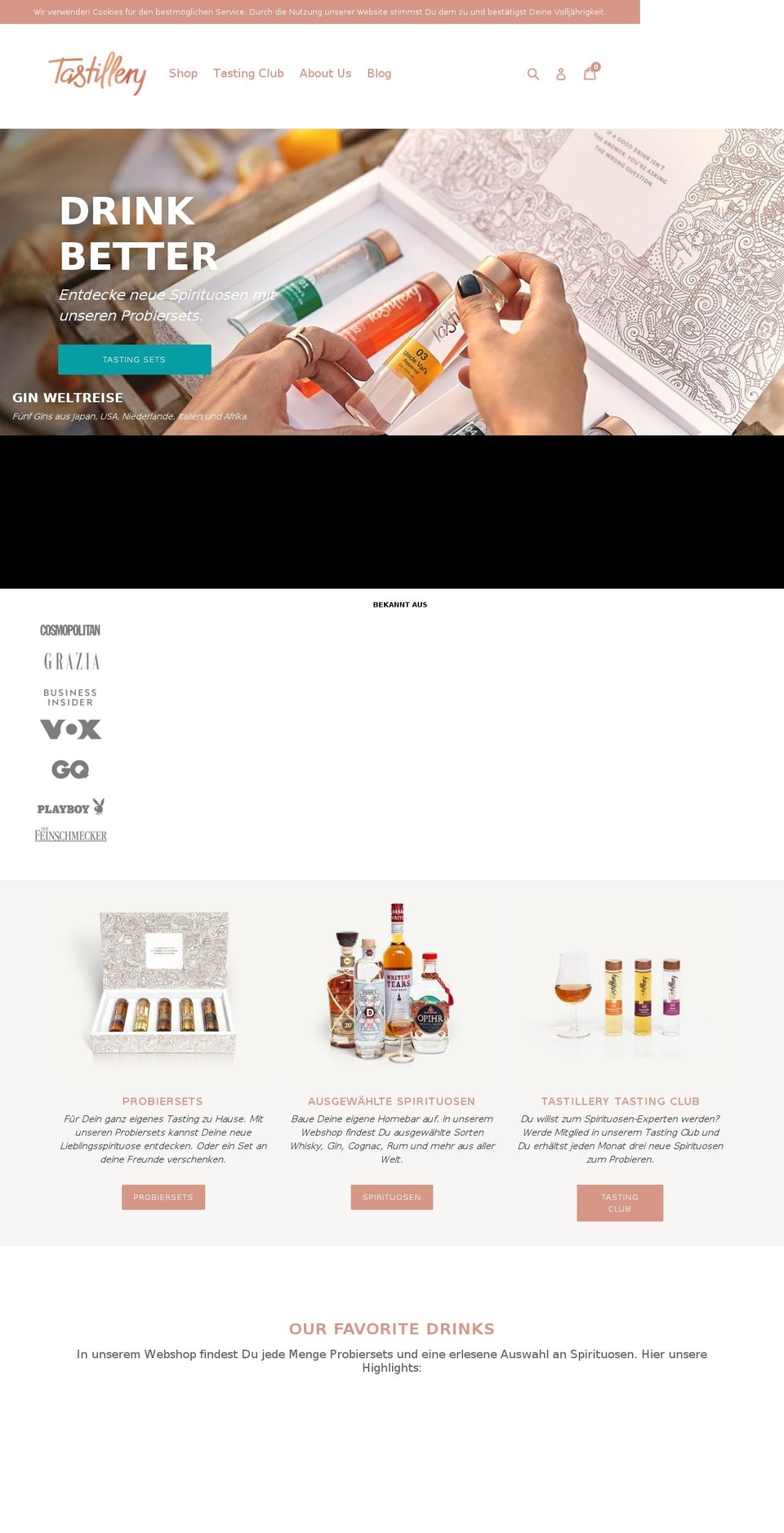 Eshop Guide Sprint Mai´18. ISSUES Shopify theme site example tasteillery.com