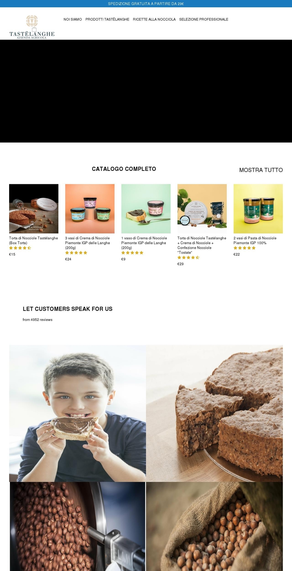 tastelanghe.it shopify website screenshot