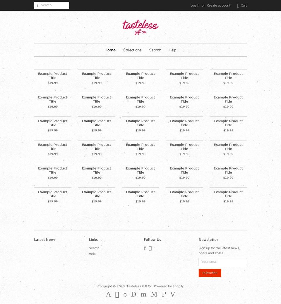 tastelessgiftco.com shopify website screenshot