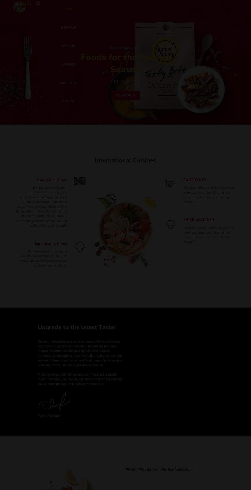 Yummi Shopify theme site example tasteoffusion.com