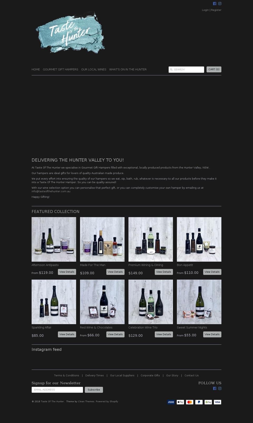 tasteofthehunter.com.au shopify website screenshot