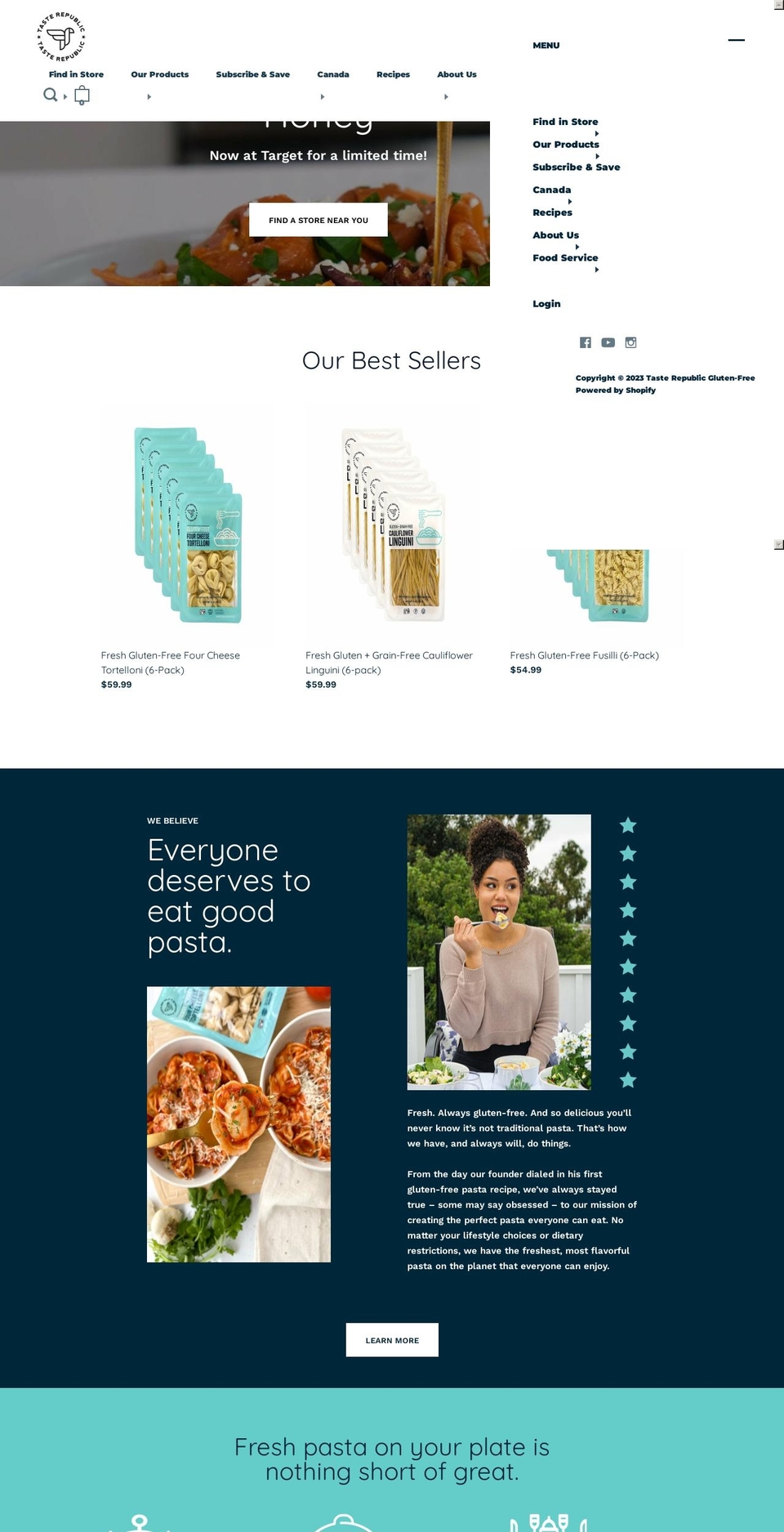 tasterepublicglutenfree.com shopify website screenshot