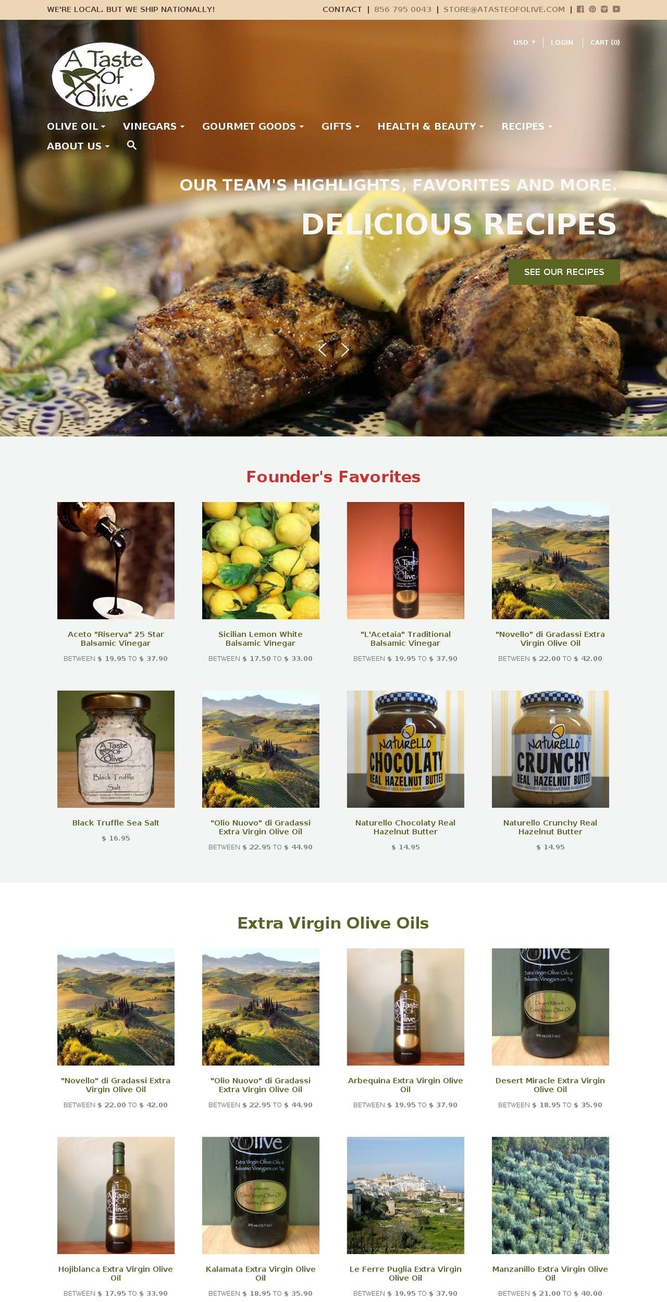 Copy of Focal Shopify theme site example tastesofolives.com