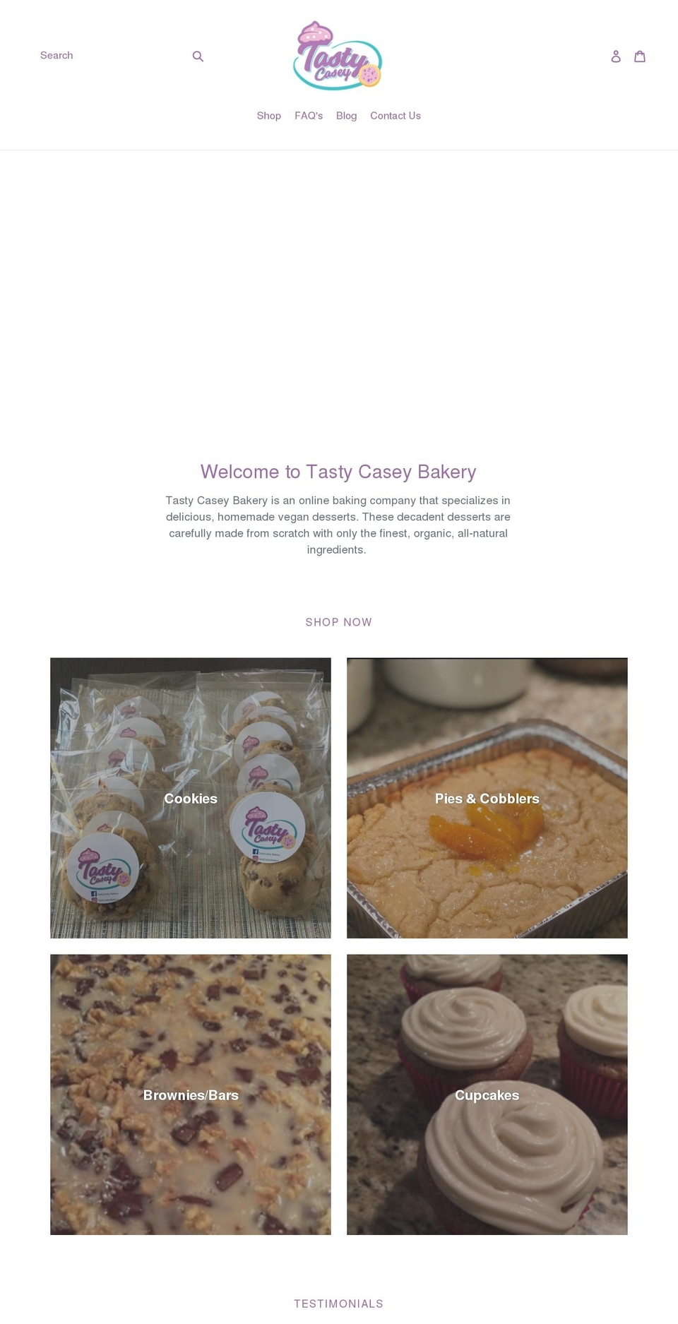 tastycaseybakery.com shopify website screenshot