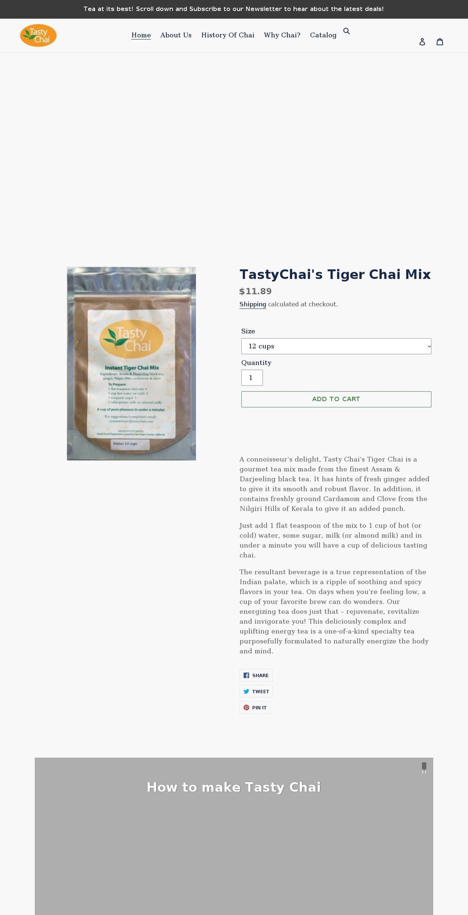tastychai.com shopify website screenshot