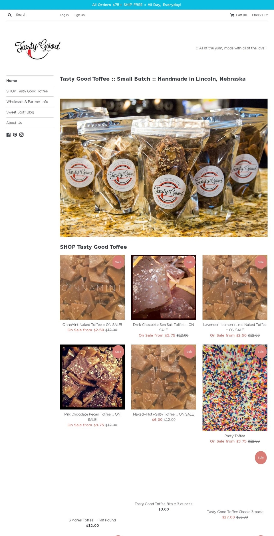 tastygoodtoffee.com shopify website screenshot
