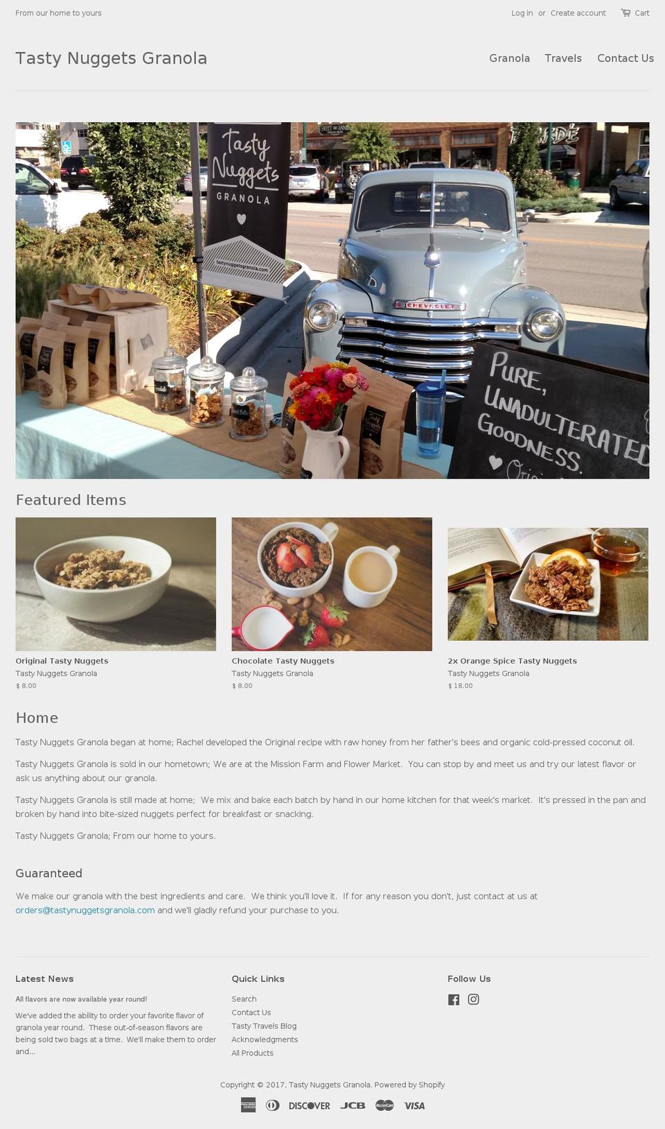 tastynuggetsgranola.com shopify website screenshot