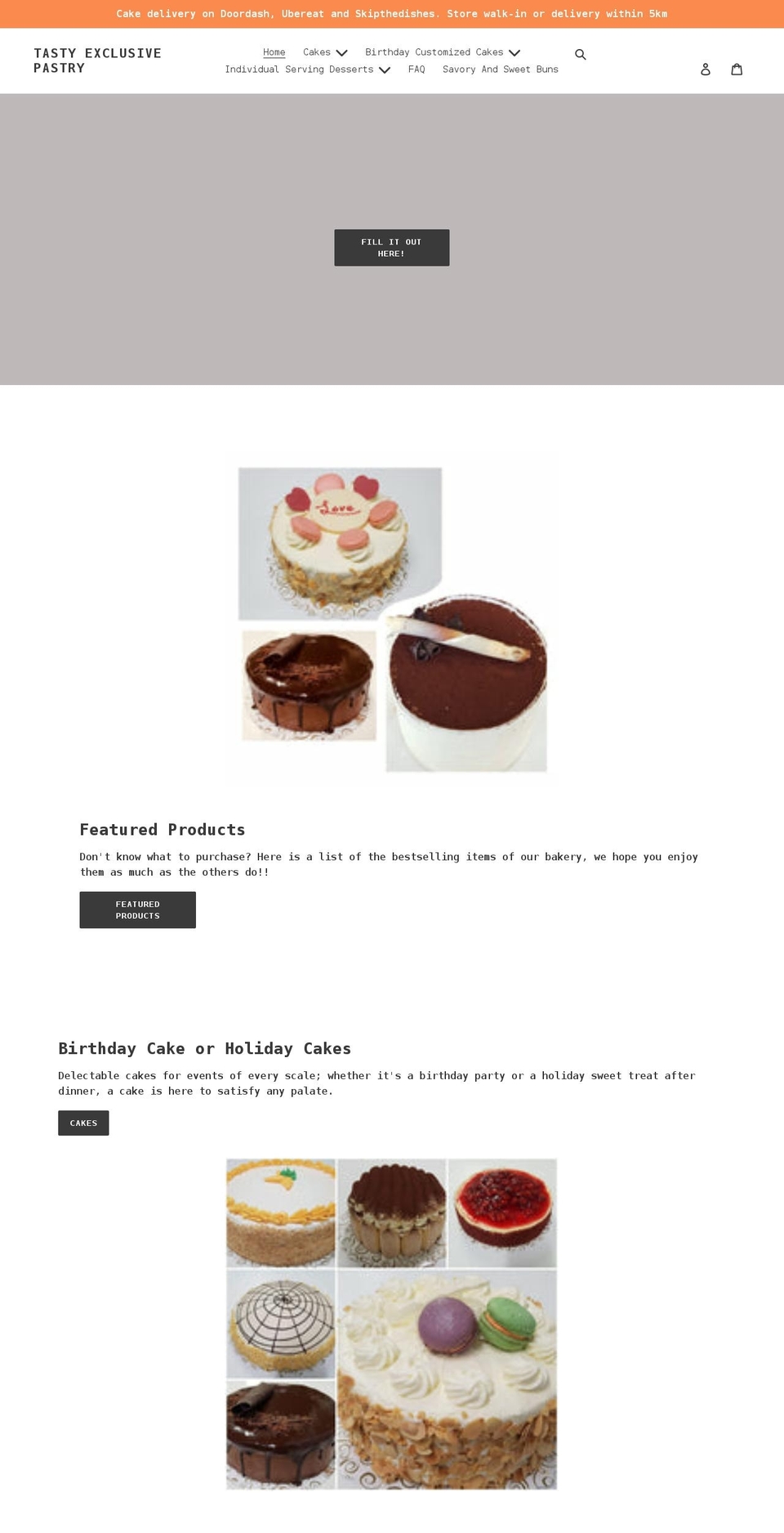 tastypastry.ca shopify website screenshot