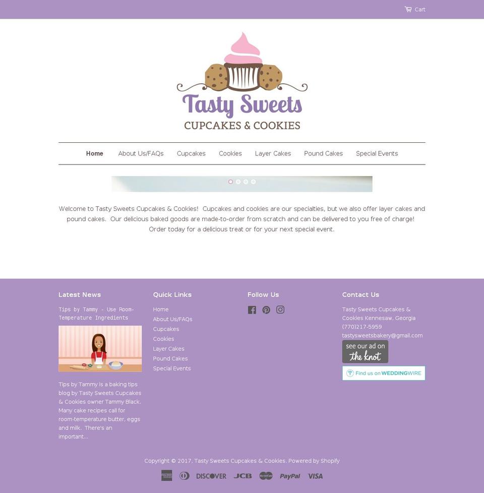 tastysweetsbakery.com shopify website screenshot