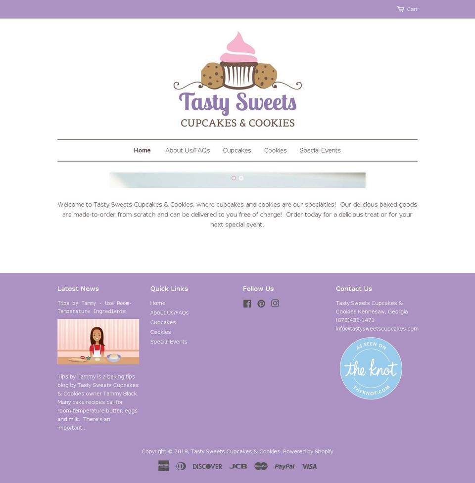 tastysweetscupcakes.com — Shopify storefront screenshot