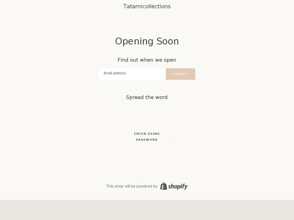 tatamicollections.com shopify website screenshot