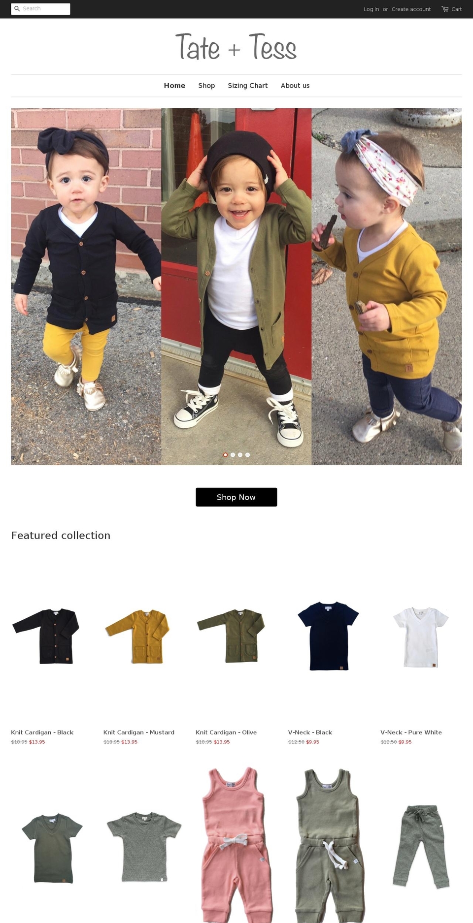 tateandtess.com shopify website screenshot