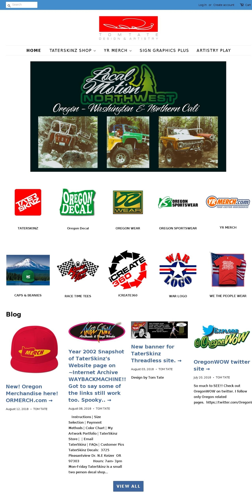 taterskinz.com shopify website screenshot