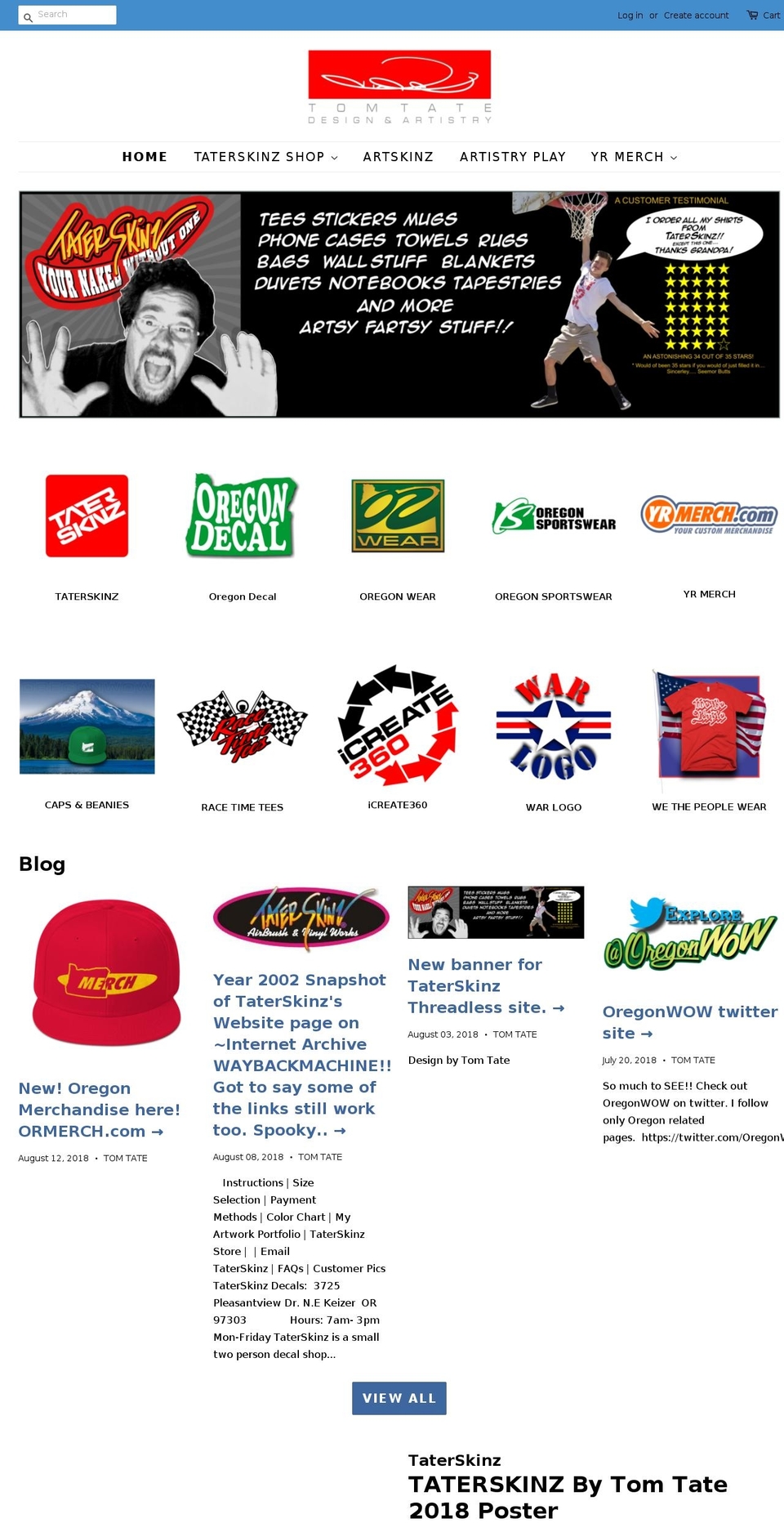 tatersknz.com shopify website screenshot