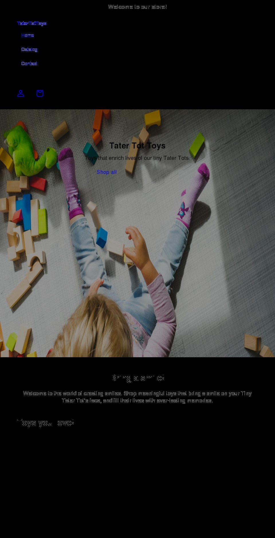 tatertottoys.com shopify website screenshot