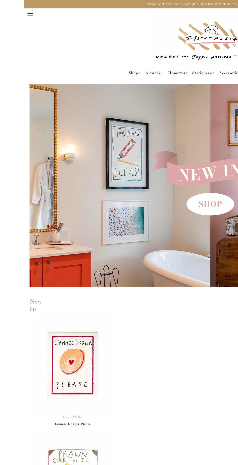 tatianaalida.co.uk shopify website screenshot