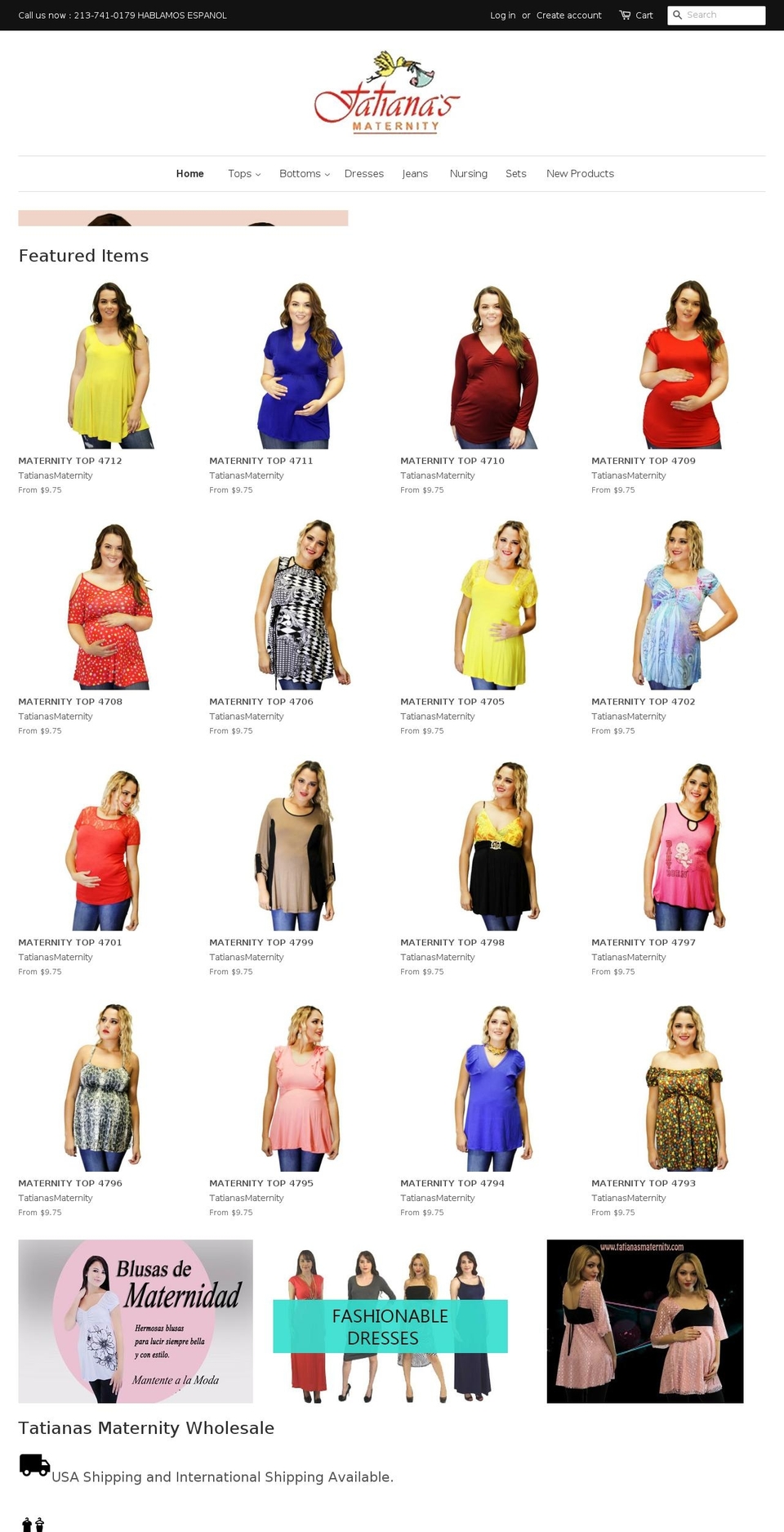 tatianasmaternity.com shopify website screenshot