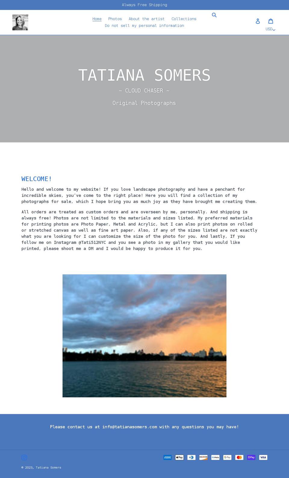 tatianasomers.com shopify website screenshot
