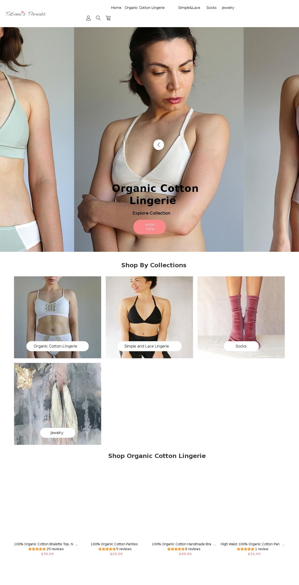 tatianasthreads.com shopify website screenshot