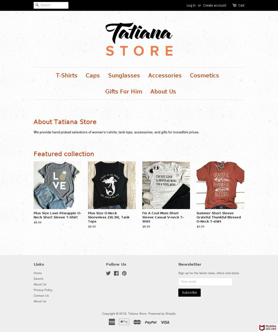 tatianastore.com — Shopify storefront screenshot