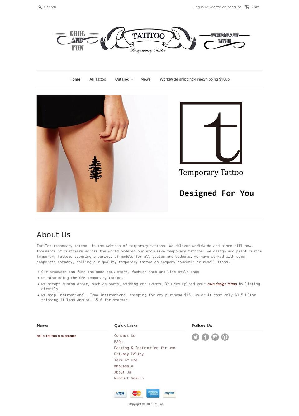tatitoo.com shopify website screenshot