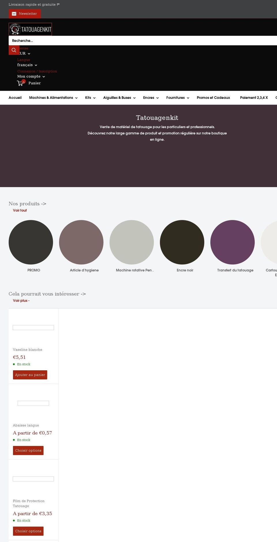 tatouagenkit.com shopify website screenshot