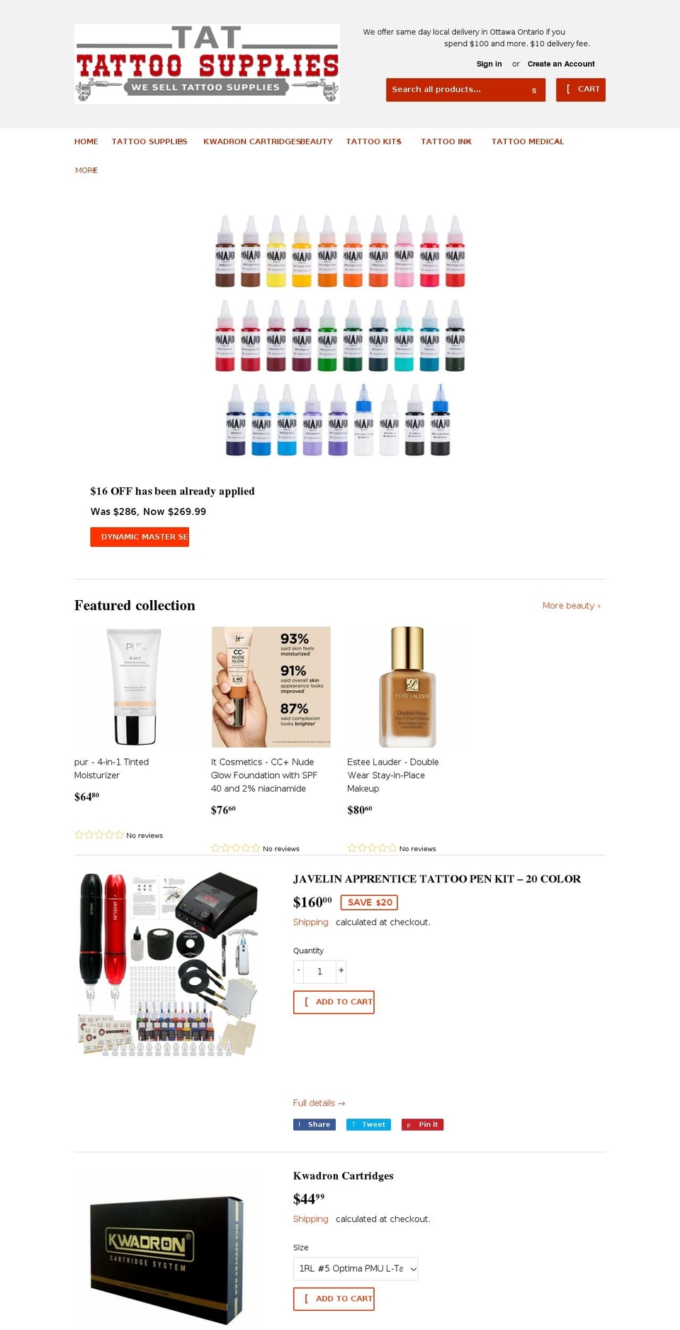 tattattoosupplies.com shopify website screenshot