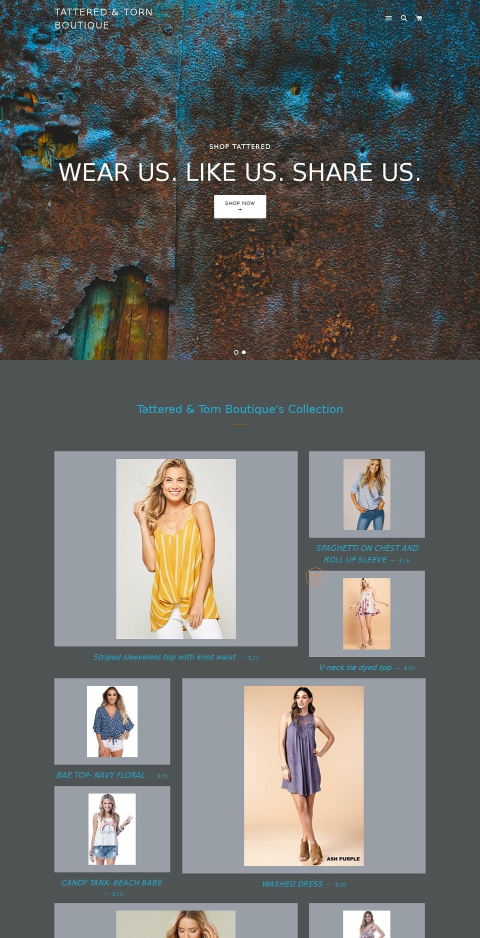 tattered-torn-boutique.com — Shopify storefront screenshot