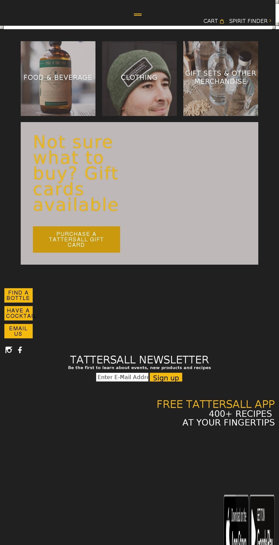 tattersall-distilling.myshopify.com shopify website screenshot