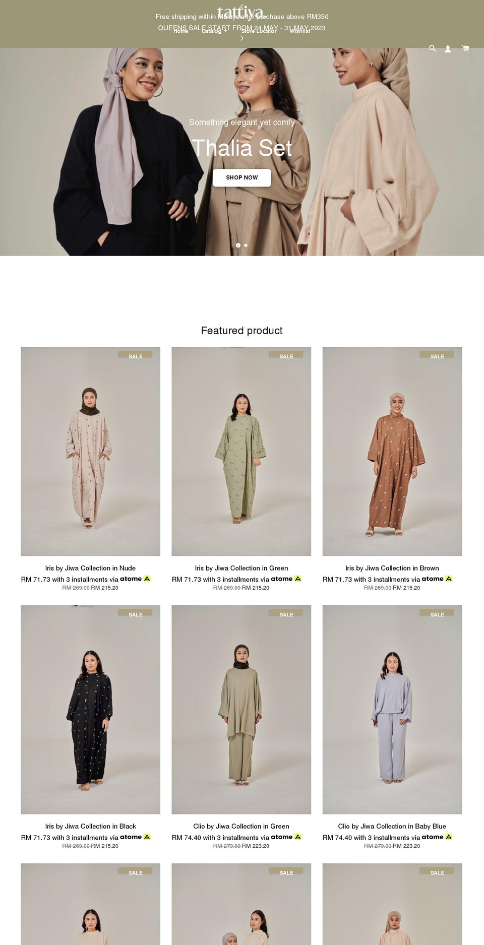 tattiya.com — Shopify storefront screenshot