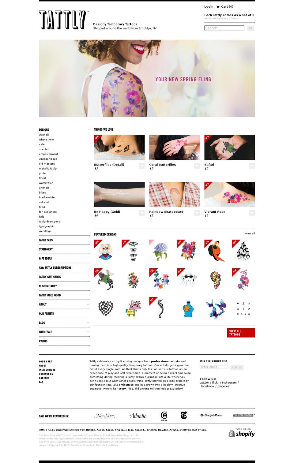 Debut Shopify theme site example tattly.com