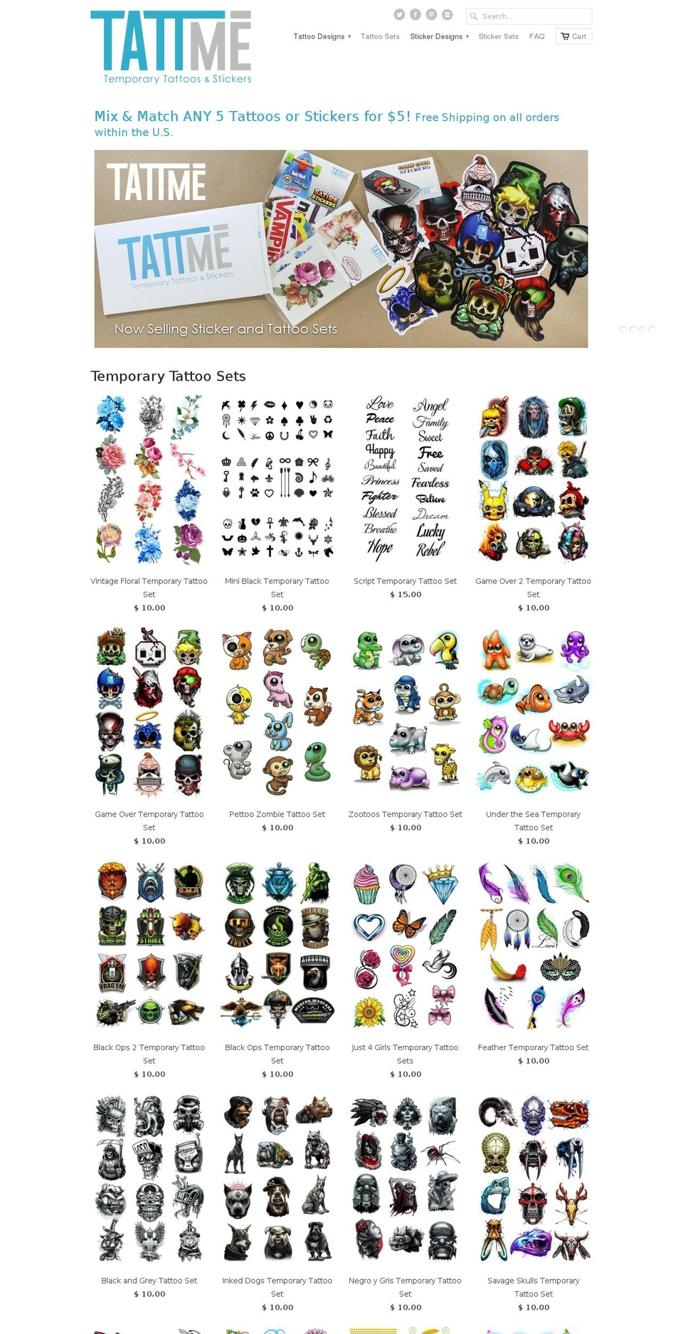 tattmetattoos.com shopify website screenshot