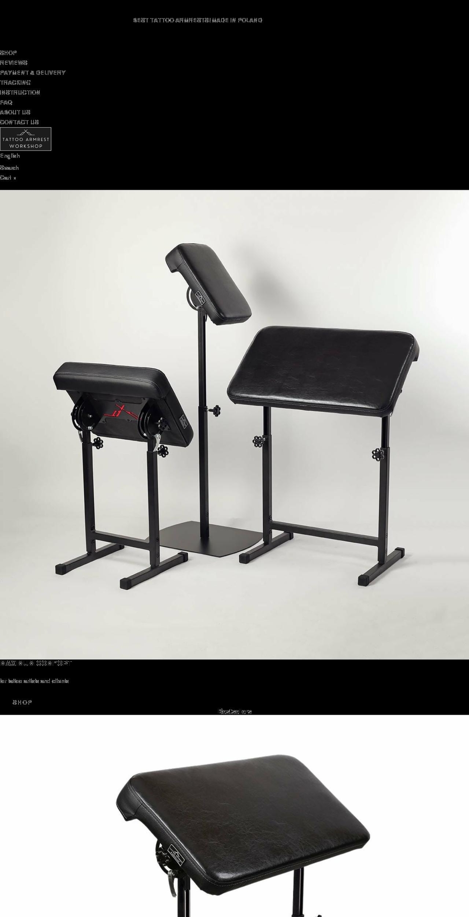 tattoo-armrest.com shopify website screenshot