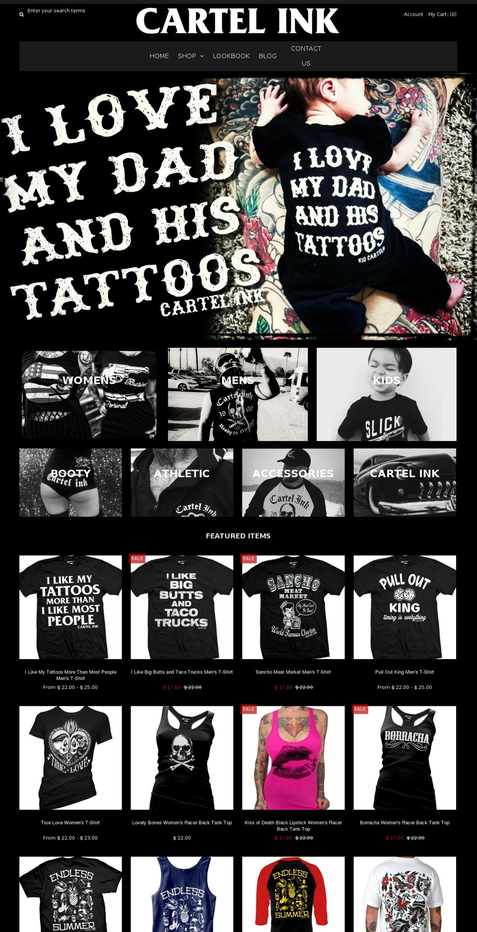 tattoocartel.com shopify website screenshot