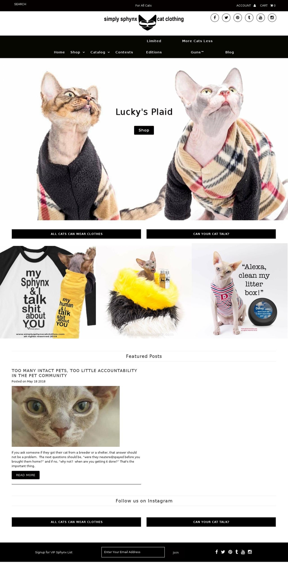 tattooclothes4cats.com — Shopify storefront screenshot