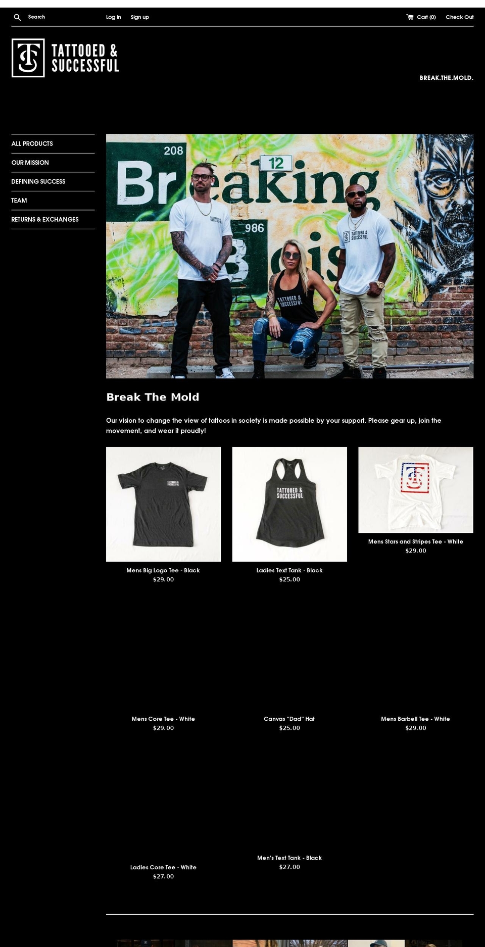 tattooedandsuccessful.com shopify website screenshot
