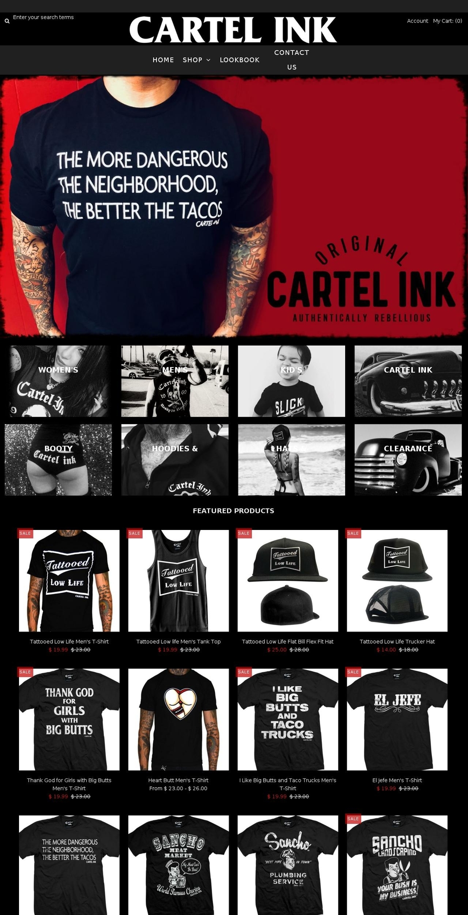 tattooedfamily.com shopify website screenshot