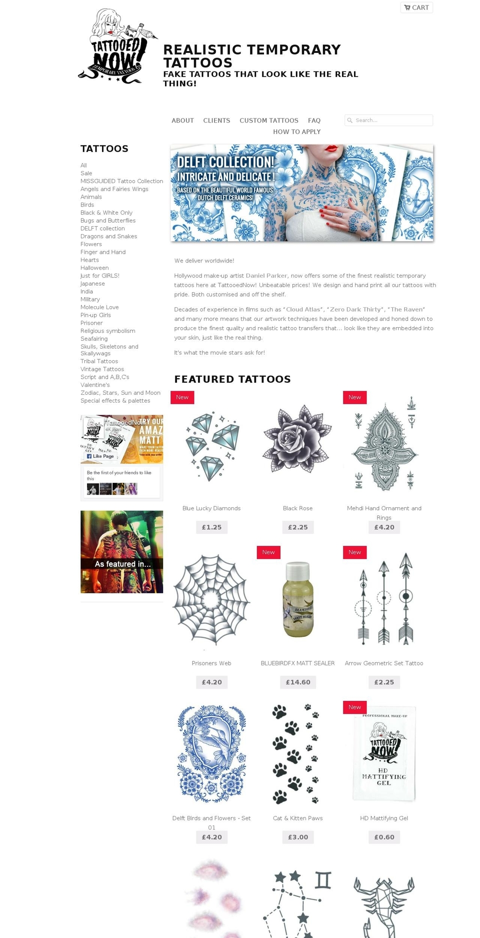 tattooednow.com shopify website screenshot