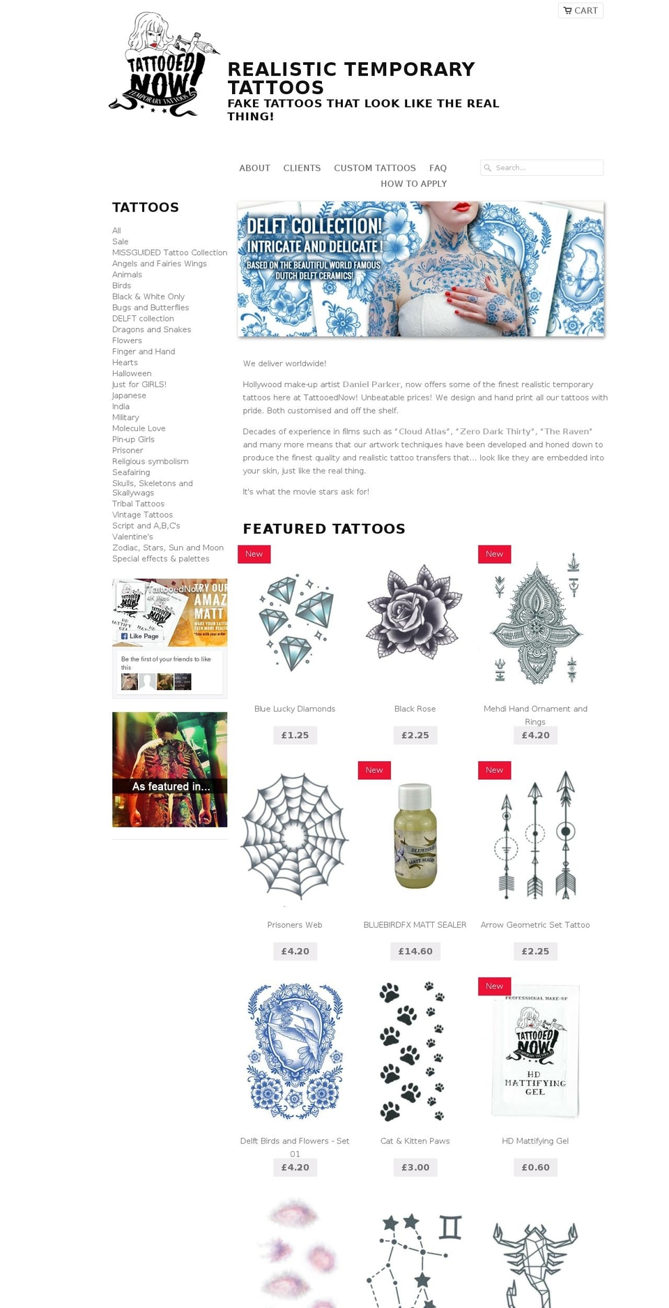 tattooednow.net shopify website screenshot