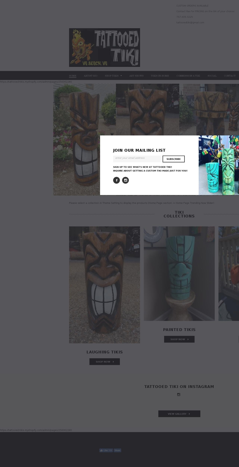 tattooedtiki.com shopify website screenshot