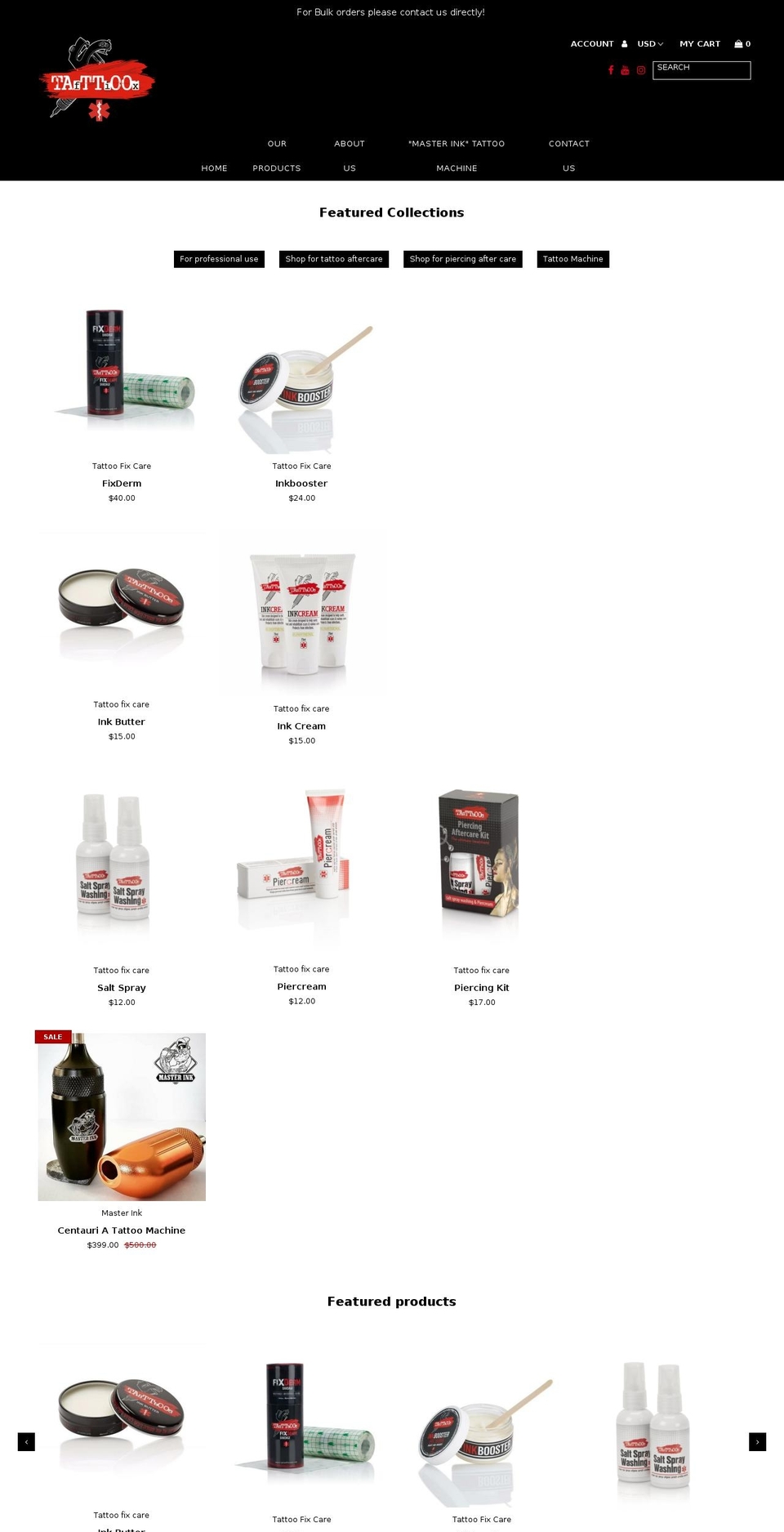 tattoofixcare.com shopify website screenshot